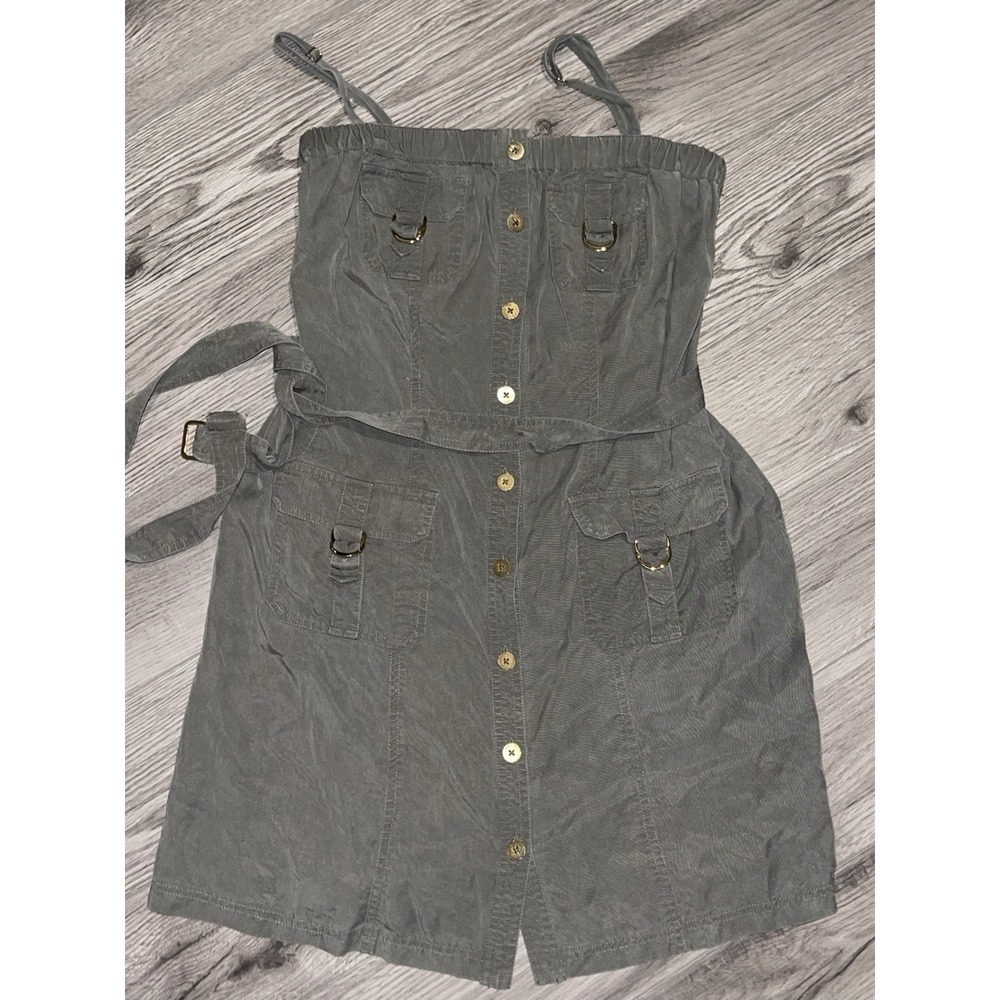 Vintage Y2K Cache Olive Green Size 6 Dress Cargo Optional Straps